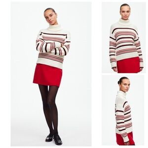 Madewell Ribbed Cotton Turtleneck Sweater in Stripe